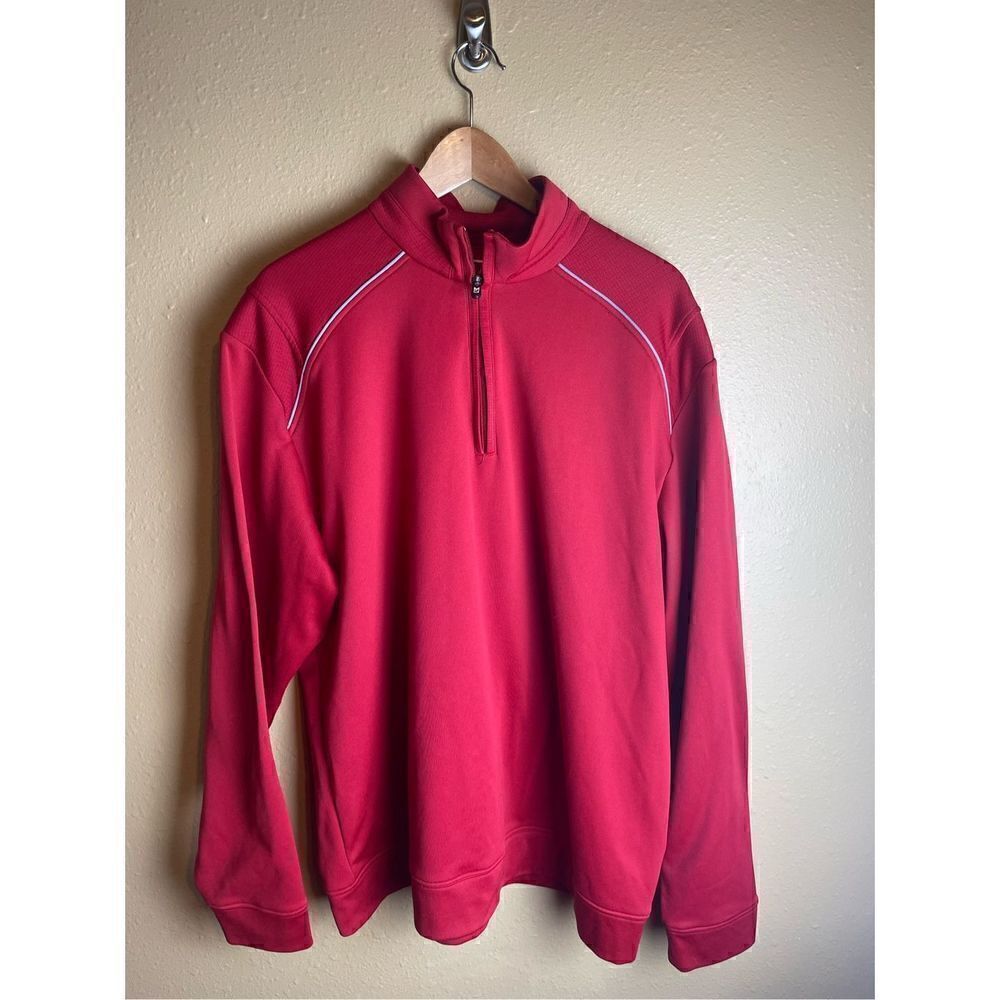 Cutter & Buck Long Sleeve Polo Red Size Men’s XL DryTec Moisture Wicking